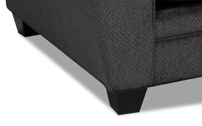 Made in Canada Febe 85\" Chenille Fabric Full-Size Condo Sofa Bed with Flared Arms - Charcoal Grey