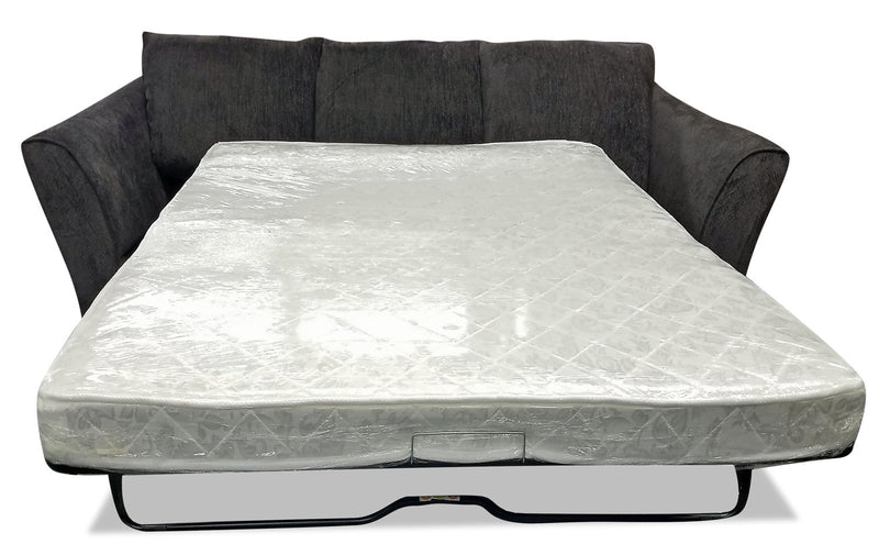 Made in Canada Febe 85\" Chenille Fabric Full-Size Condo Sofa Bed with Flared Arms - Charcoal Grey