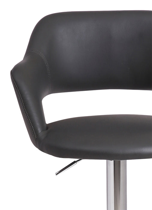 Finn Barstool with Swivel & Adjustable Seat, Vegan Leather Fabric, 23-31.5\"H, Metal - Grey