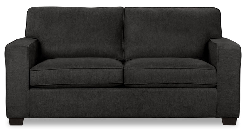 Made in Canada Fiona 74\" Chenille Fabric Full-Size Sofa Bed with Track Arms - Grey