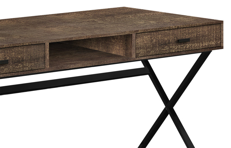 Flynn 47.25\" Reclaimed Wood-Look Office Desk with 2-Drawers - Brown