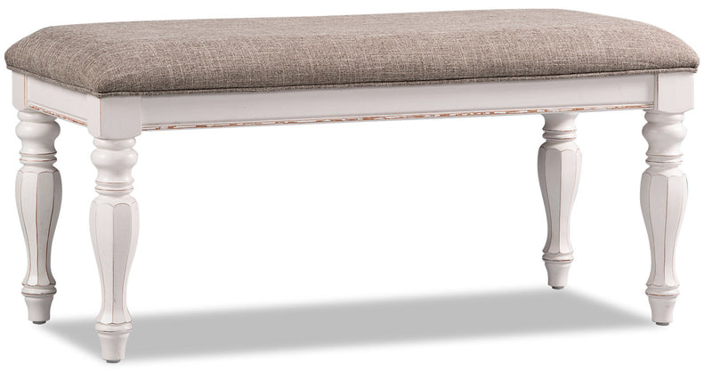 Grace Bedroom Bench with Lift-Top Storage, 19\"H, Wooden, Fabric - Antique White 