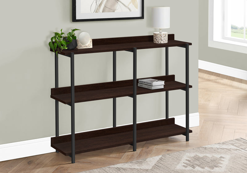 Espresso and Black Console Table