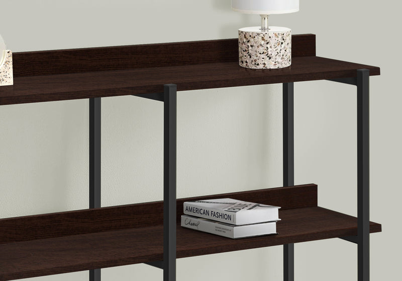 Espresso and Black Console Table