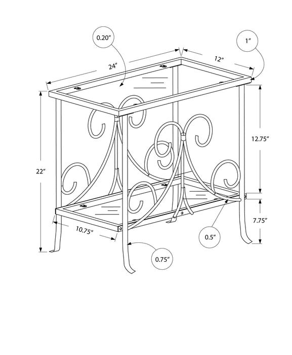 White Metal with Tempered Glass Accent Table
