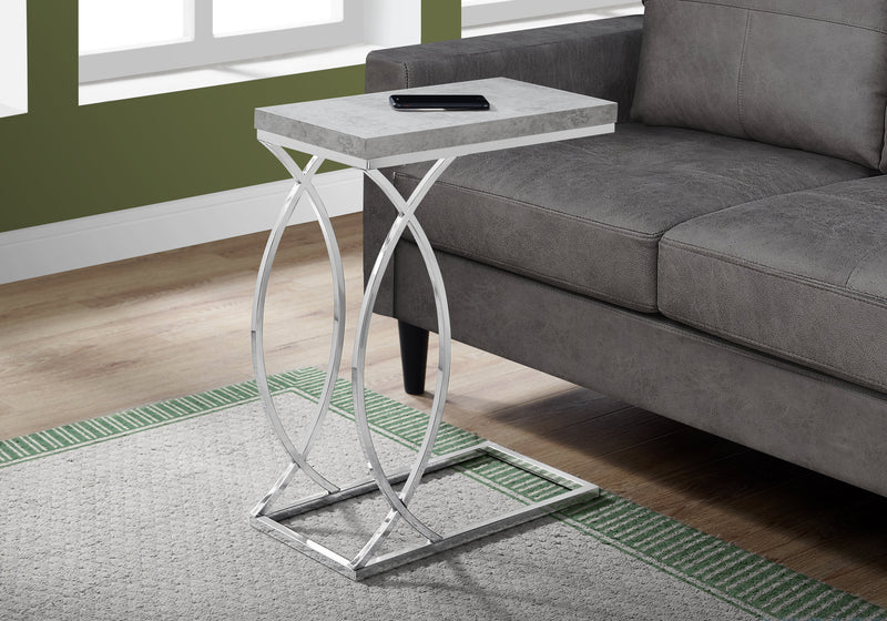 Grey Cement with Chrome Metal Accent Table