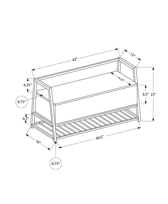 Grey Wood-Look and Black Metal Bench