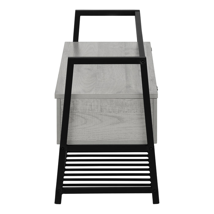 Grey Wood-Look and Black Metal Bench