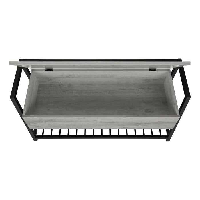 Grey Wood-Look and Black Metal Bench