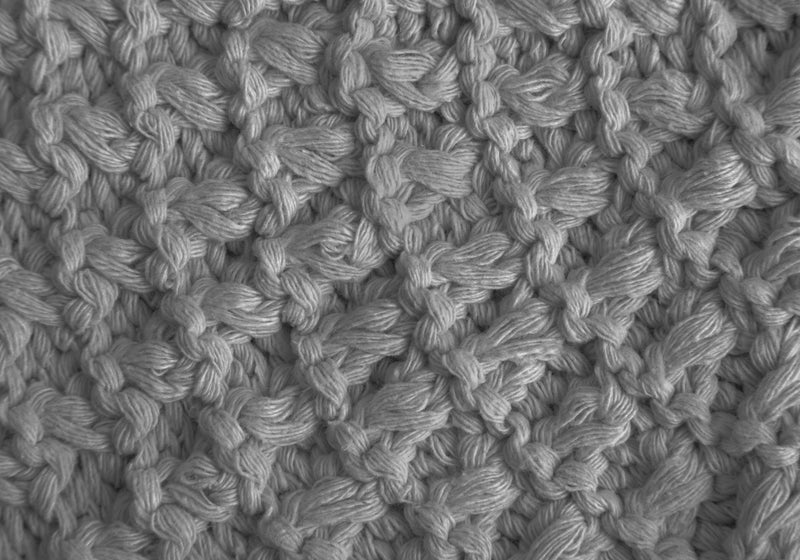Grey Knit and Natural Ottoman