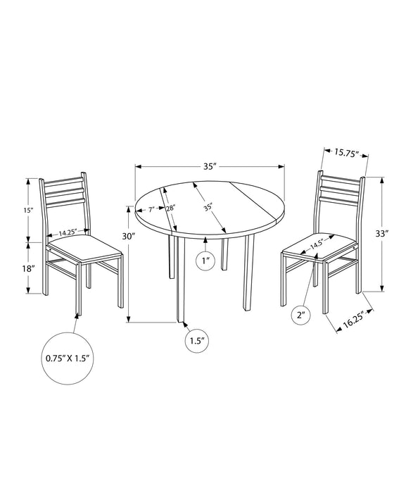 Small 3-Piece Dining Package with 35\" Drop Leaf - Dark Taupe