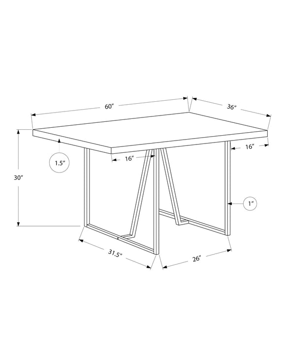 Espresso Chrome Metal Dining Table