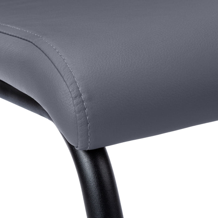 2pcs Grey Leather-look Metal Dining Chair