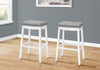 Set Of 2 White Grey Leather-look Silver Barstool