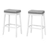 Set Of 2 White Grey Leather-look Silver Barstool