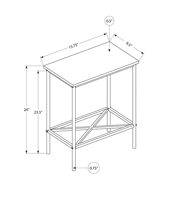 White Narrow Metal Side Table