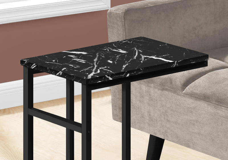 Black Marble Black Metal Accent Table
