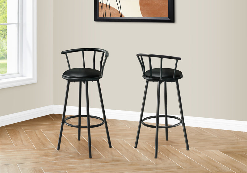 Swivel Black Metal Bar Stool - Set of 2