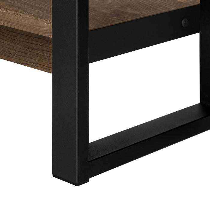 Brown Reclaimed Wood-look Black Metal Side Table