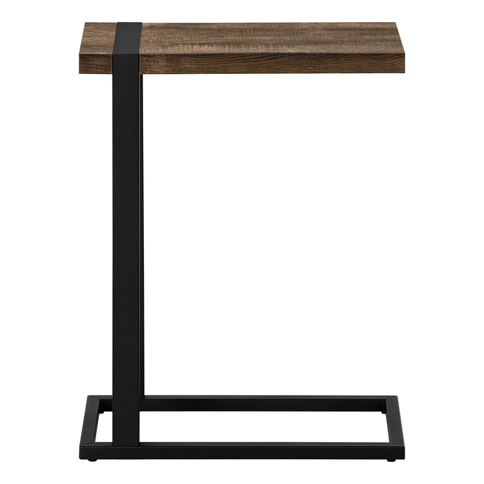 Brown Reclaimed Wood-look Black Metal Side Table