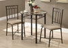 3pcs Set Espresso Marble Bronze Metal Dining Set