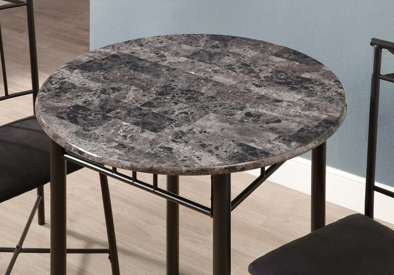 3pcs Set Grey Marble Charcoal Metal Dining Set