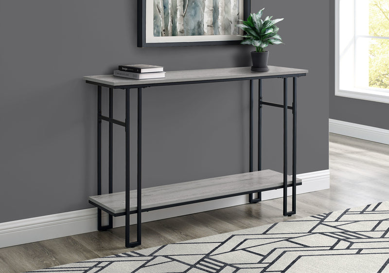Grey Wood-look Black Metal Console Table