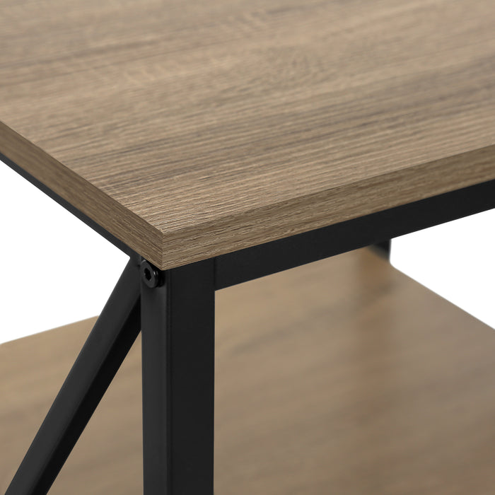 Dark Taupe Wood-look Black Metal Side Table Nightstand