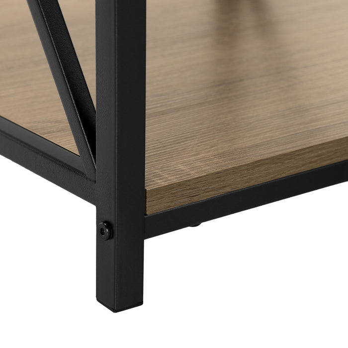 Dark Taupe Wood-look Black Metal Side Table Nightstand