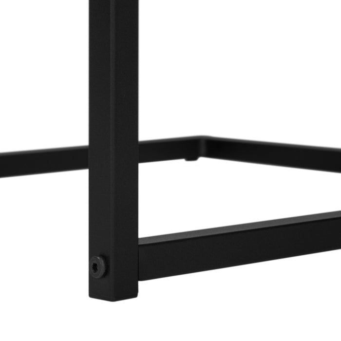Reclaimed Wood-look Black Metal Side Table