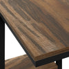 Medium Brown Reclaimed Wood-look black Metal Side Table