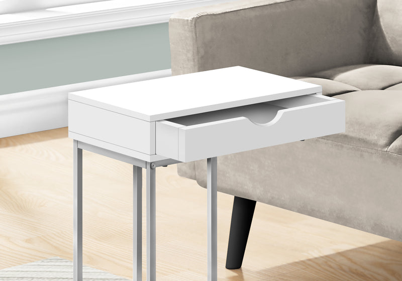 White Silver Side Table