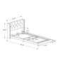 Twin Size Grey Linen with Chrome Trim Bed