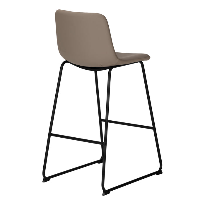 Curved Backrest Taupe Leather-look Black Bar Stool