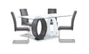 Jaye 5-Piece Dining Package - {Modern} style Dining Room Set in White and Grey {Medium Density Fibreboard (MDF)}, {Metal}