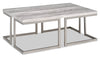 Jesse 47\" Modern Coffee Table - Grey and Pewter with Metal Base