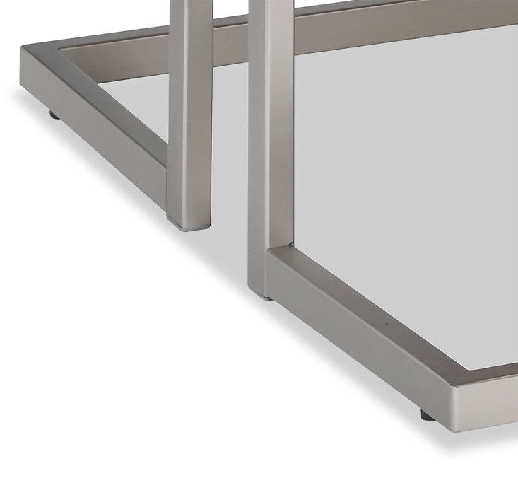 Jesse 47\" Modern Coffee Table - Grey and Pewter with Metal Base