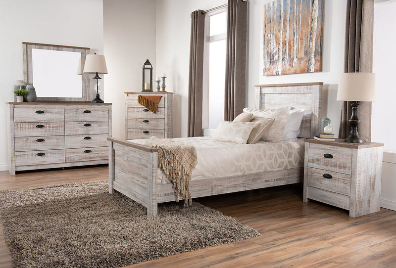 Kaia Panel Bed for Kids, Whitewash - Twin Size
