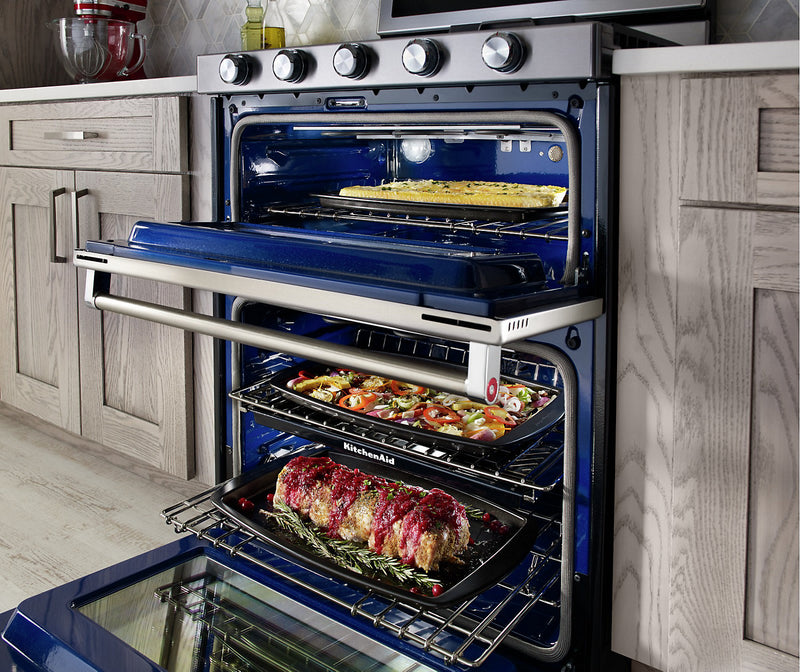 KitchenAid 6 Cu. Ft. Gas Range with Self-Clean and Double Oven - Stainless Steel - KFGD500ESS