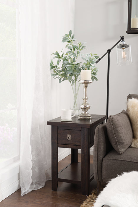 Konagrove 16\" Rustic Chairside Table with Storage and Shelf - Dark Brown  Wood