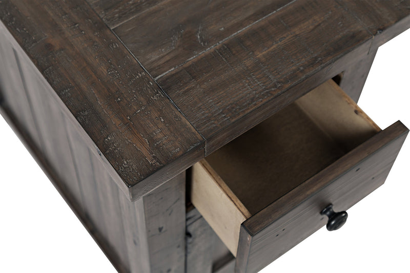 Madison 16\" Rustic Chairside Table with Storage - Grey Brown Wood