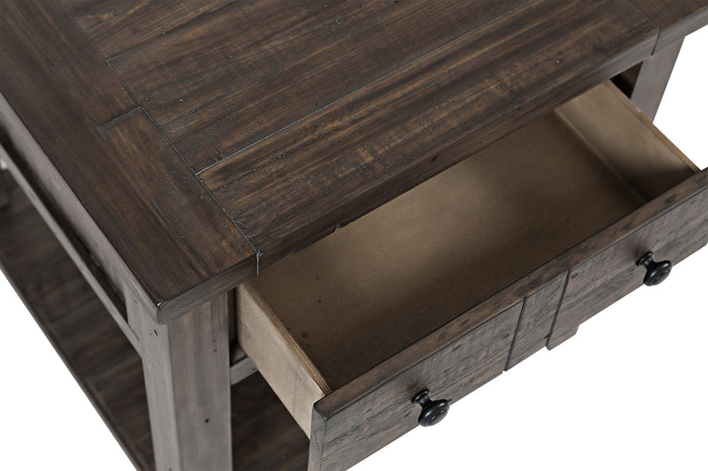 Madison 24\" Rustic End Table with Storage and Shelf - Grey Brown Wood