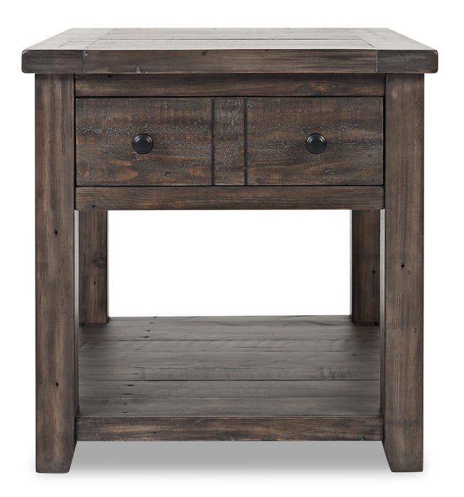 Madison 24\" Rustic End Table with Storage and Shelf - Grey Brown Wood