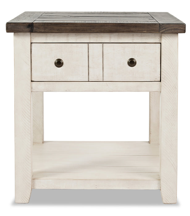 Madison 24\" Rustic End Table with Storage and Shelf - White Wood