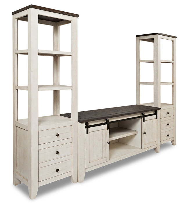 Madison 104\" Rustic 3-Piece Entertainment Centre with Storage and Cable Management for TVs up to  65\"- White
