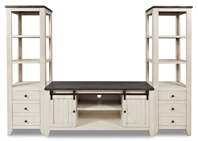 Madison 104\" Rustic 3-Piece Entertainment Centre with Storage and Cable Management for TVs up to  65\"- White