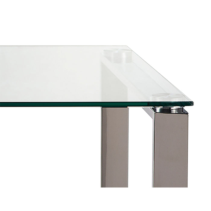 Metro 21.5\" Modern Glass Top End Table - Silver with Metal Legs