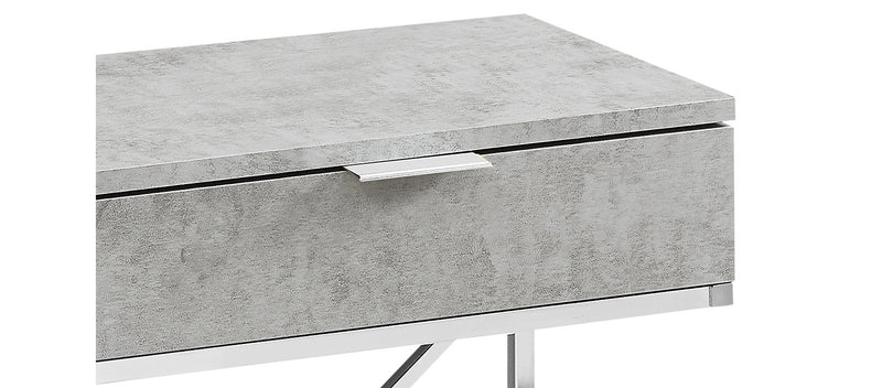 Spain 18.25\" C-Shaped Chairside Table with Drawer - Grey & Chrome
