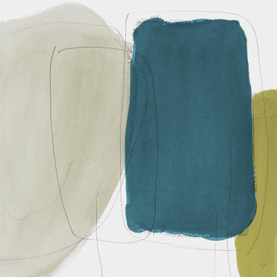 "Beige And Navy Abstract" Giant Art 72x72 Wall Art