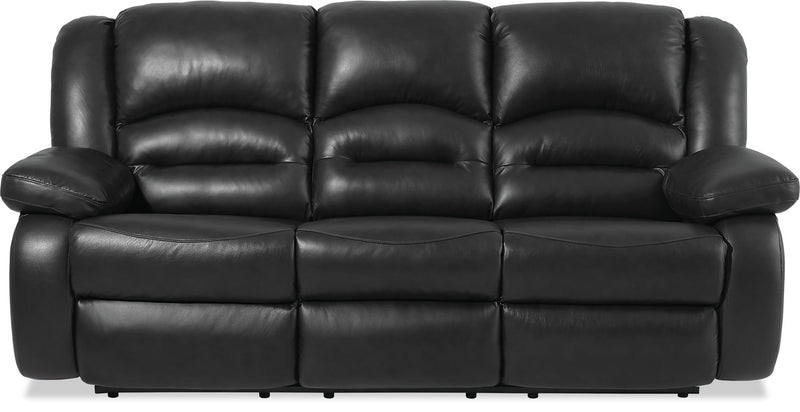 Toreno 86\" Genuine Leather Power Reclining Sofa - Black